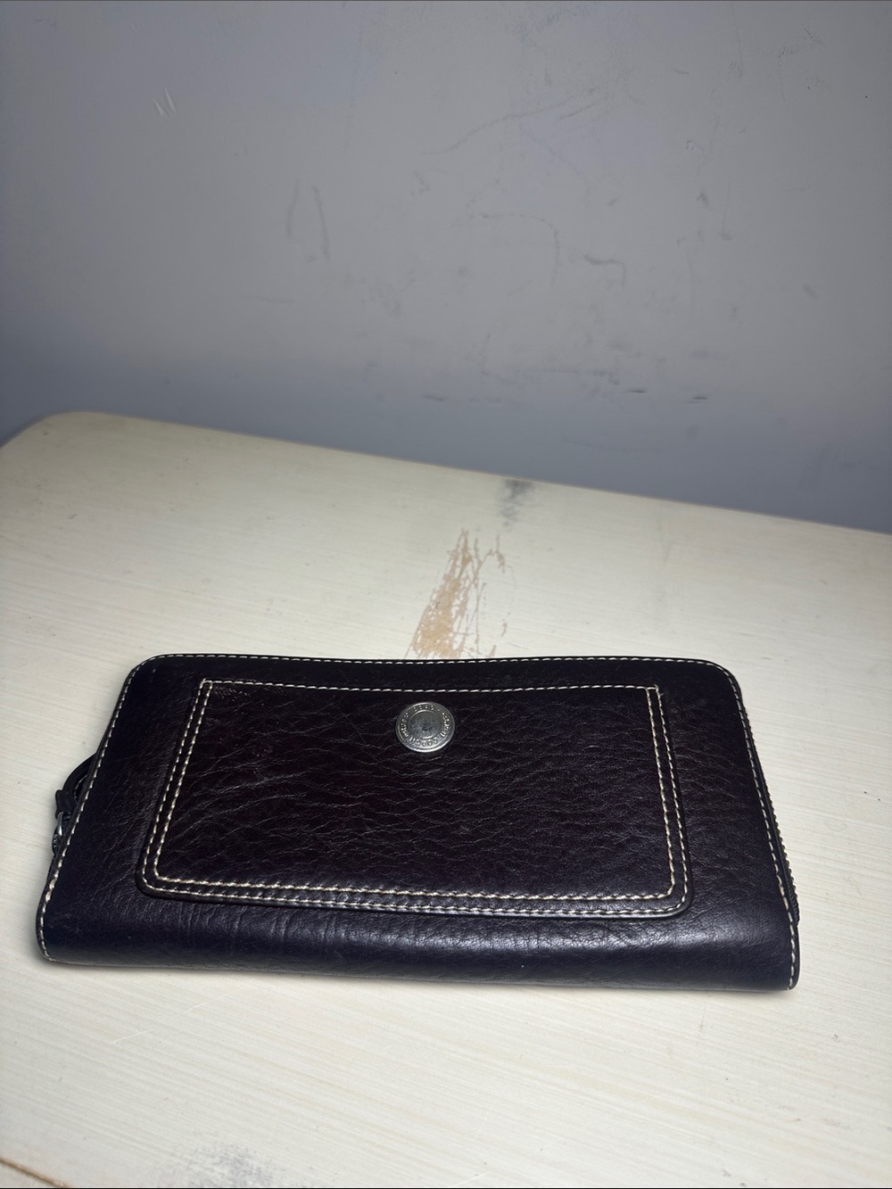 Coach Dark Brown leather wallet with Silver hardware - Picture 2 of 9